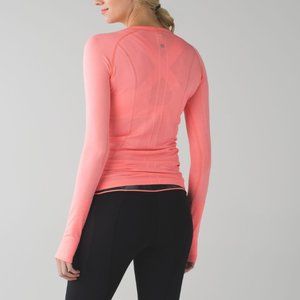 Lululemon Swiftly Tech Long Sleeve Crew Fitted Heathered Thumb Holes Coral Top 6